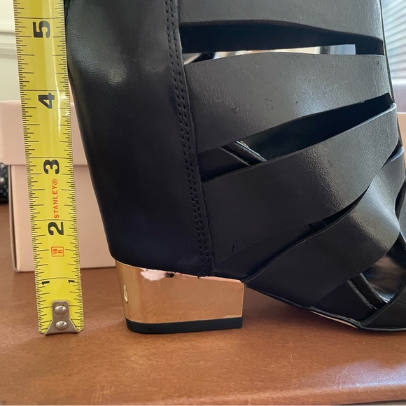 BCBGeneration Charlie heeled wedge, open peep toe shoes 10 black NWT πHP x2π - Picture 13 of 13